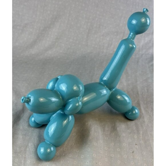 Ceramic Balloon Dog Blue Blue Retro Pop Art Figurine Jeff Koons Style Decor - Picture 1 of 8